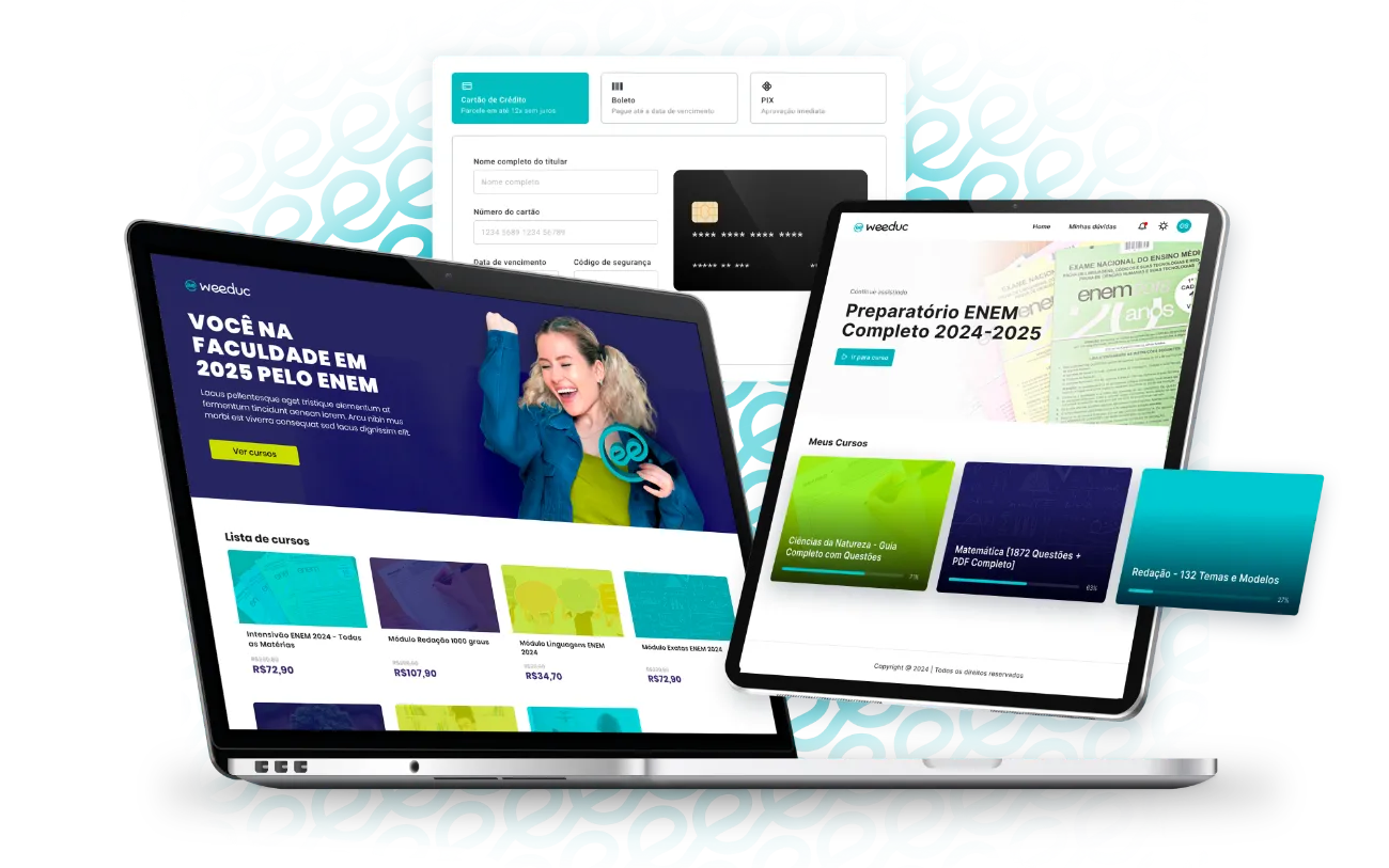 Plataforma Weeduc em notebook e tablet